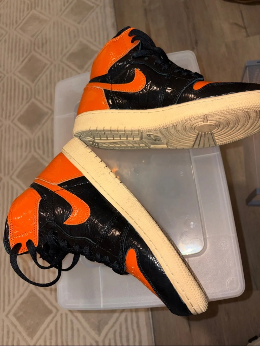 Nike Kids Orange and Black High-Top Sneakers - Picture 3 of 7